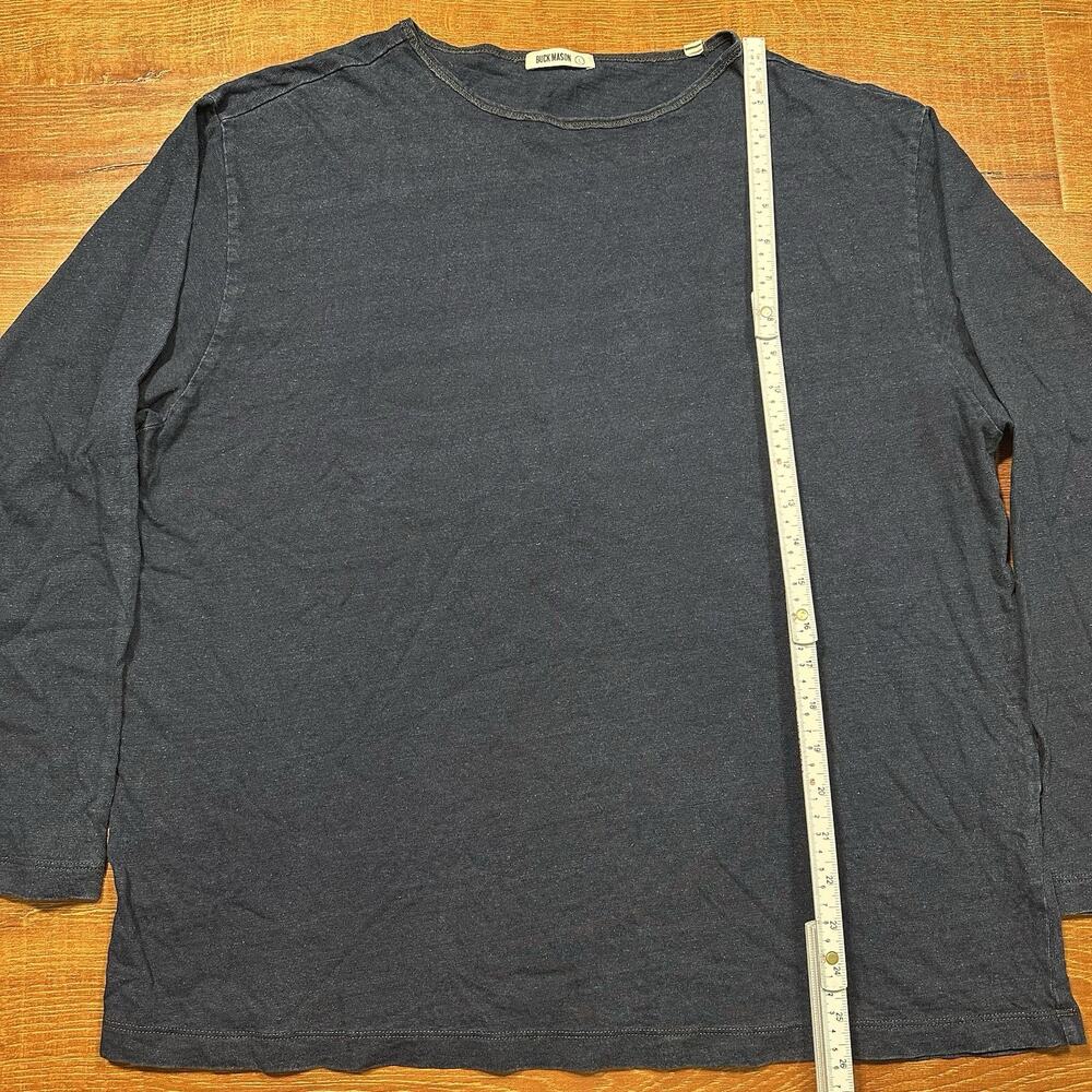 Buck Mason Long Sleeve T Shirt Mens L Blue Indigo Dyed Hemp Cotton Round Neck - Picture 6 of 10